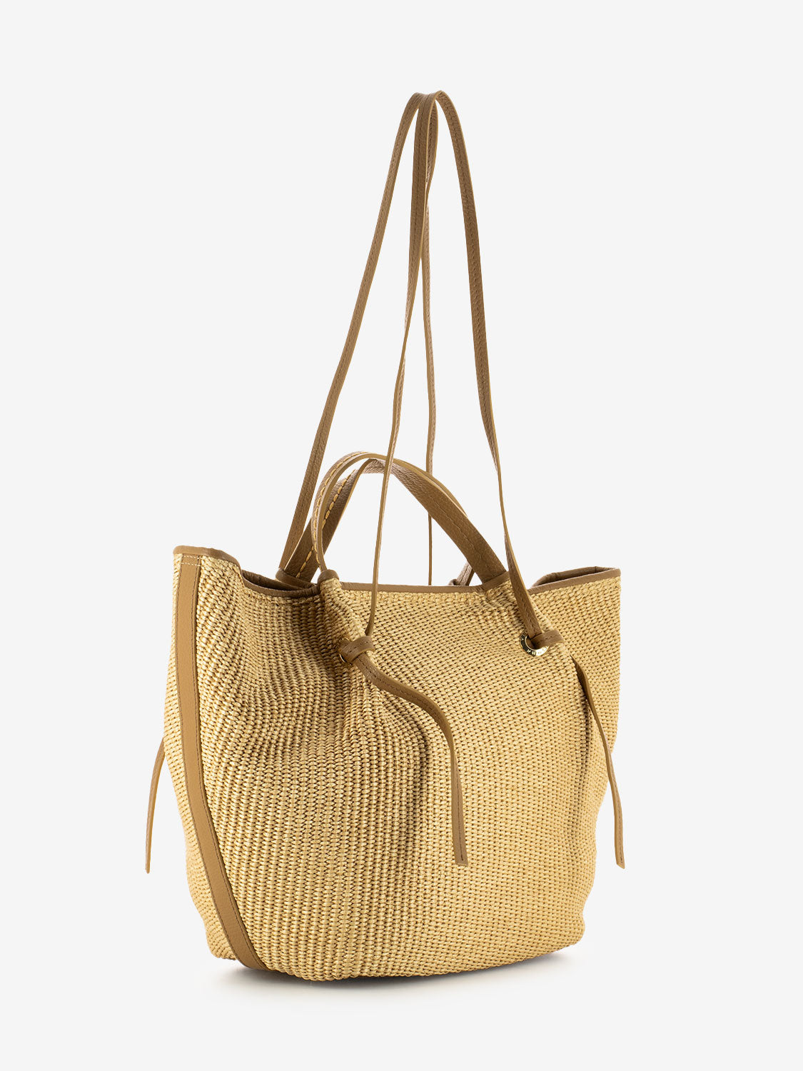 Borsa media rafia naturale