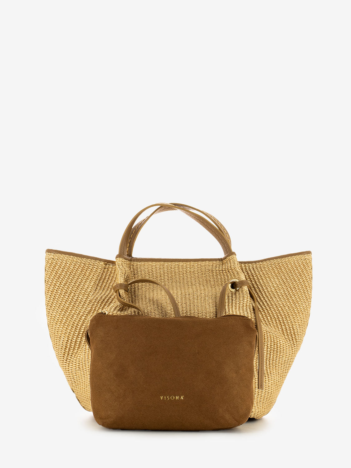 Borsa media rafia naturale