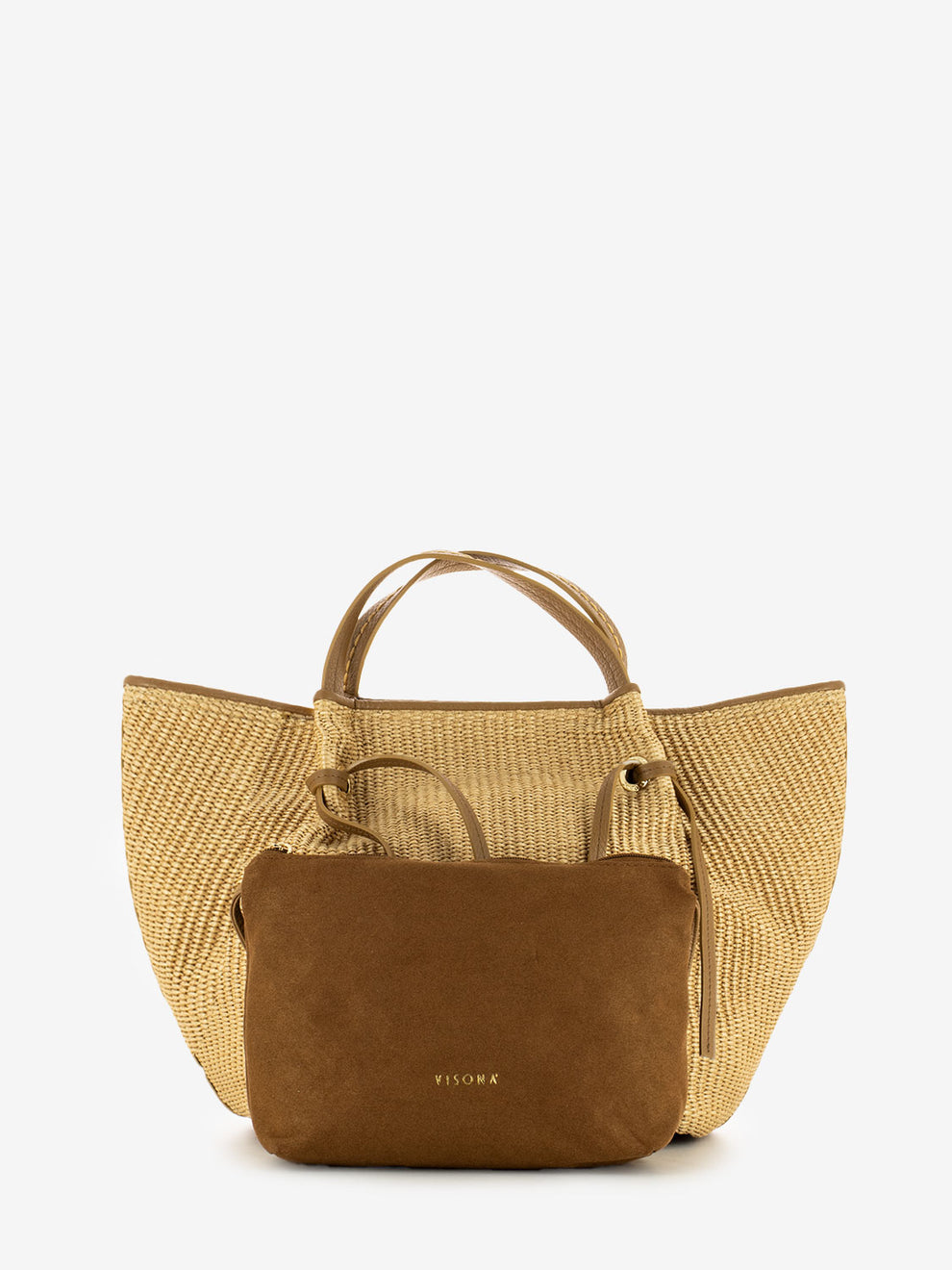 Borsa media rafia naturale