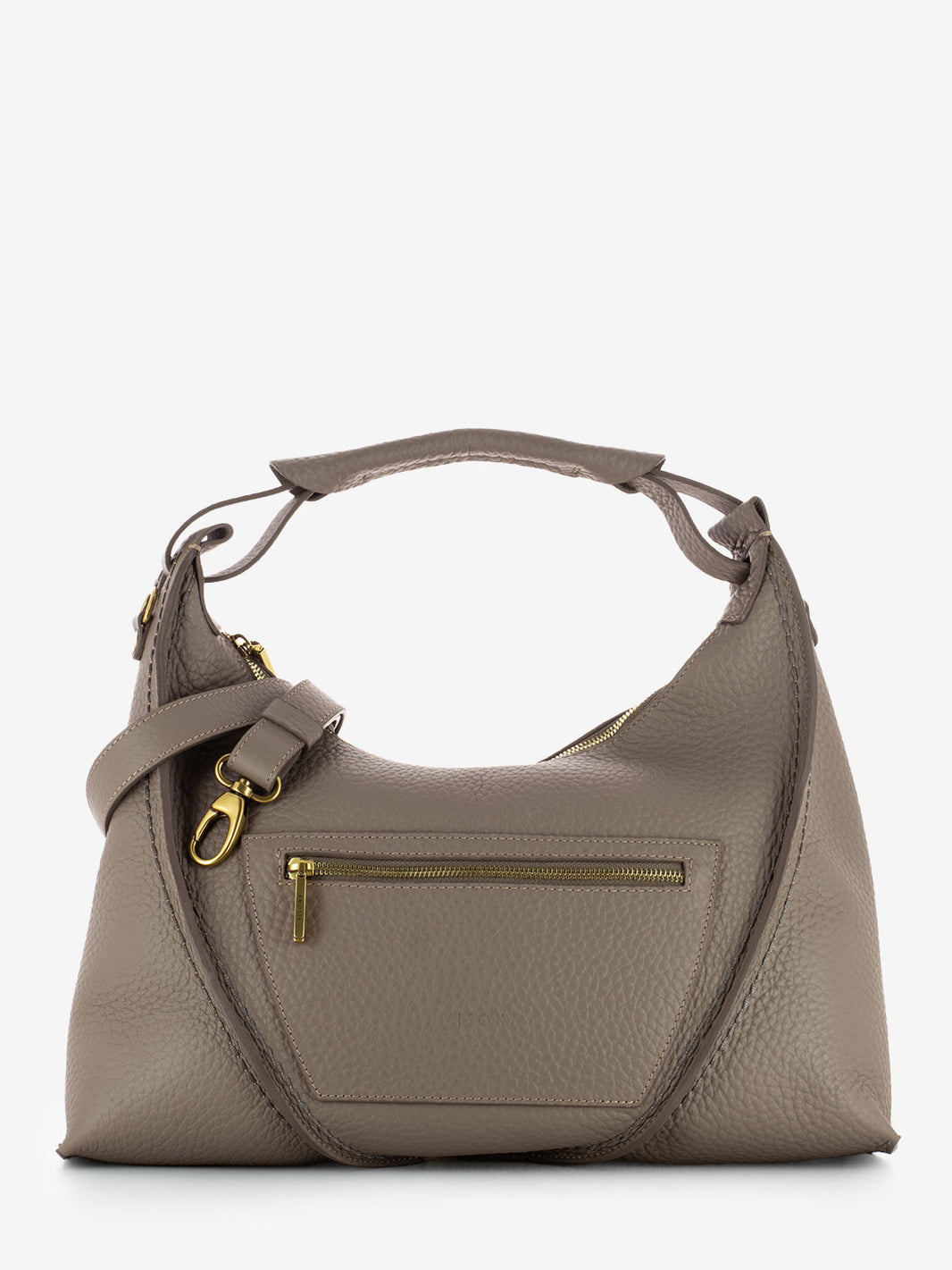 Borsa Queen in pelle martellata taupe