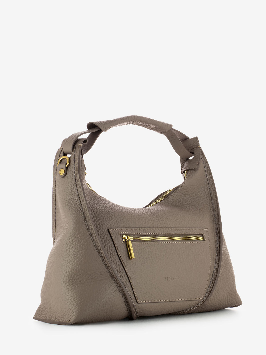 Borsa Queen in pelle martellata taupe