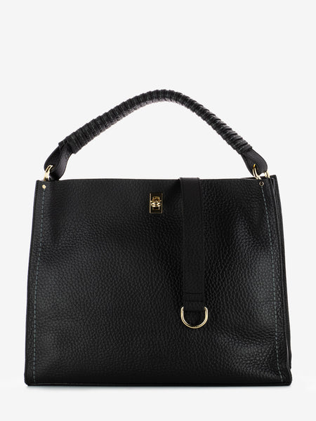 Borsa Queen in pelle nera