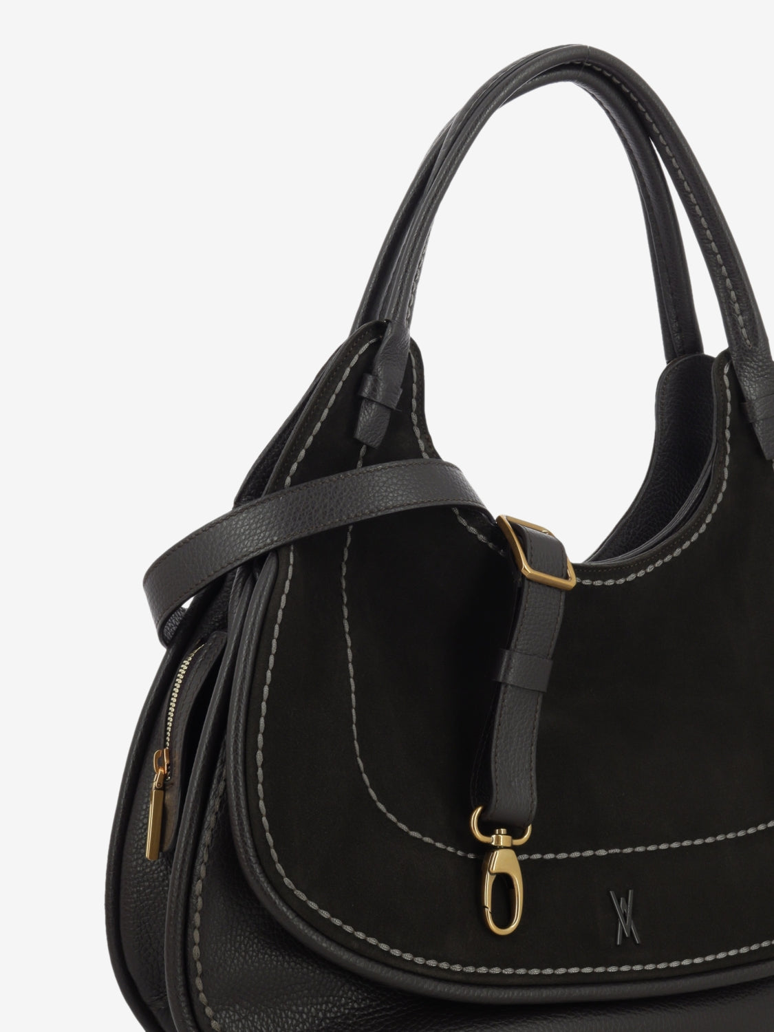 Borsa spalla Luna in pelle ebony