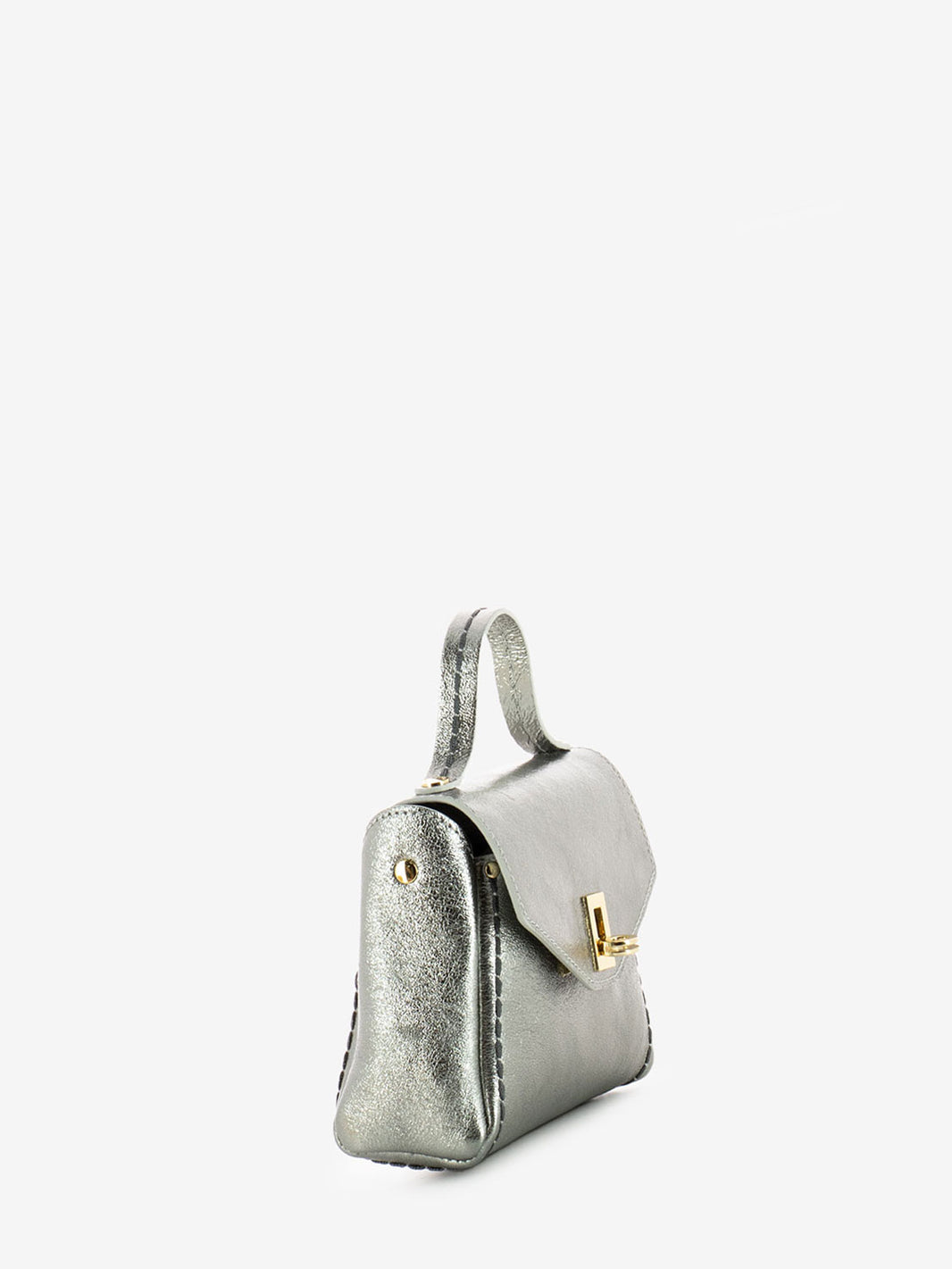 Pochette California a tracolla in pelle laminata argento