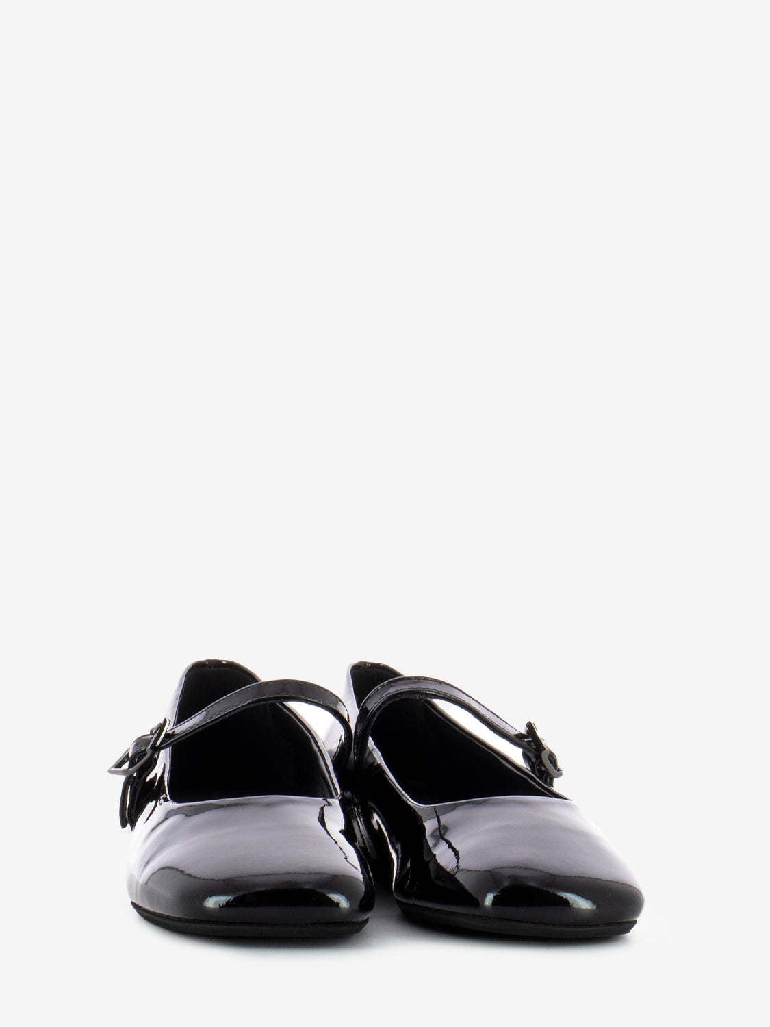 Baby ballerina with black patent strap