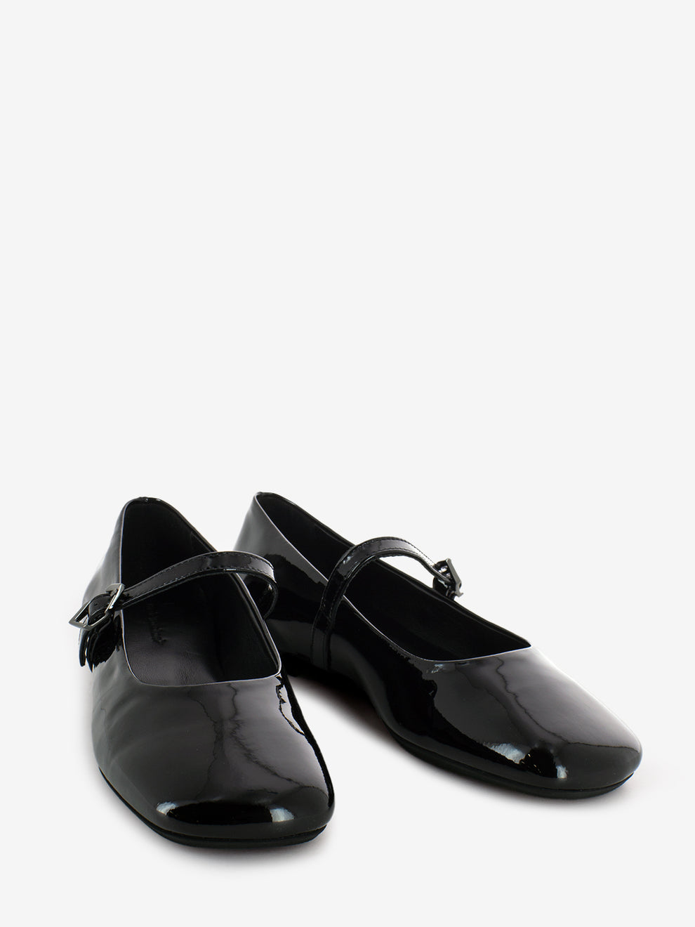 Baby ballerina with black patent strap