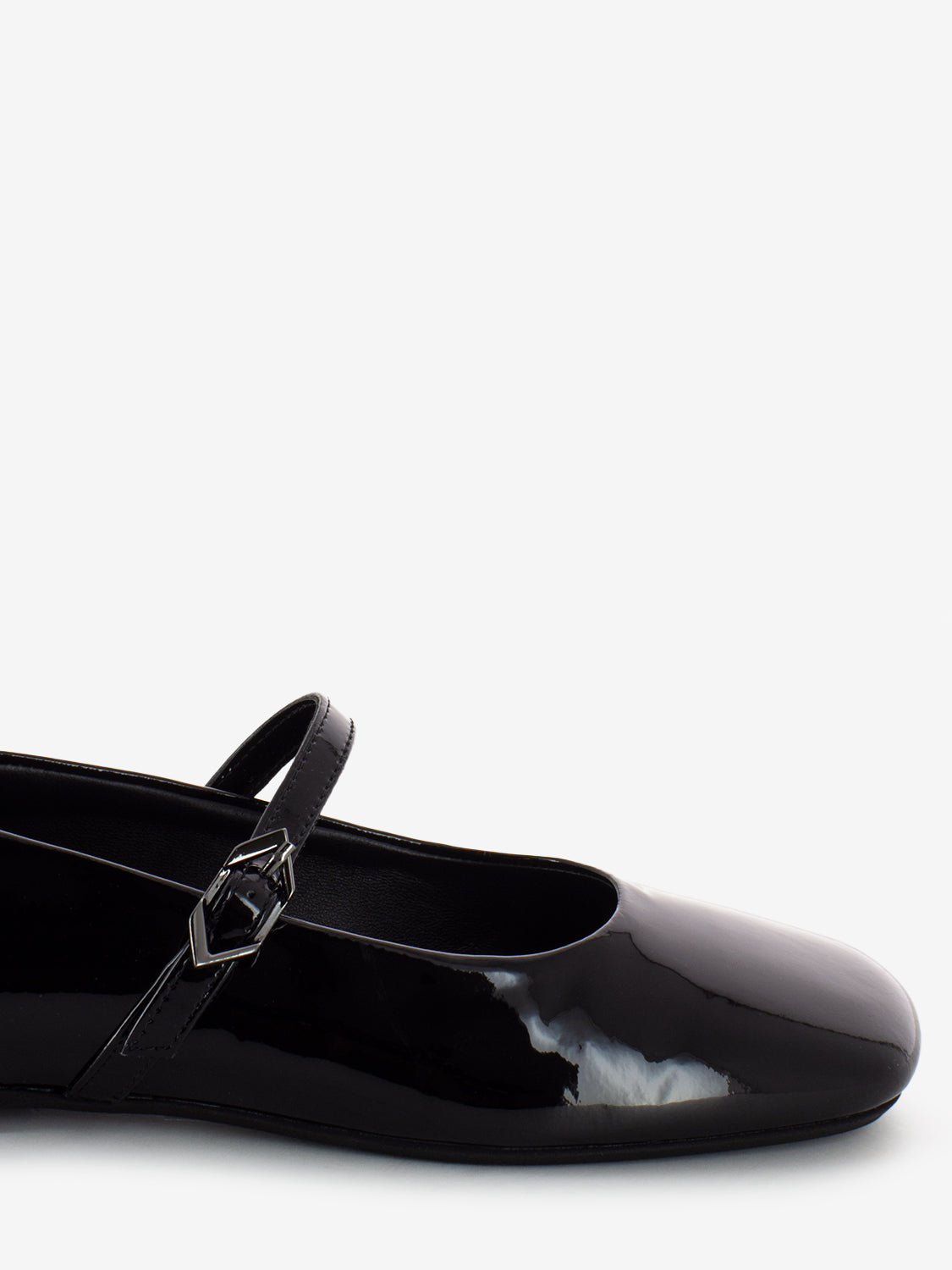 Baby ballerina with black patent strap