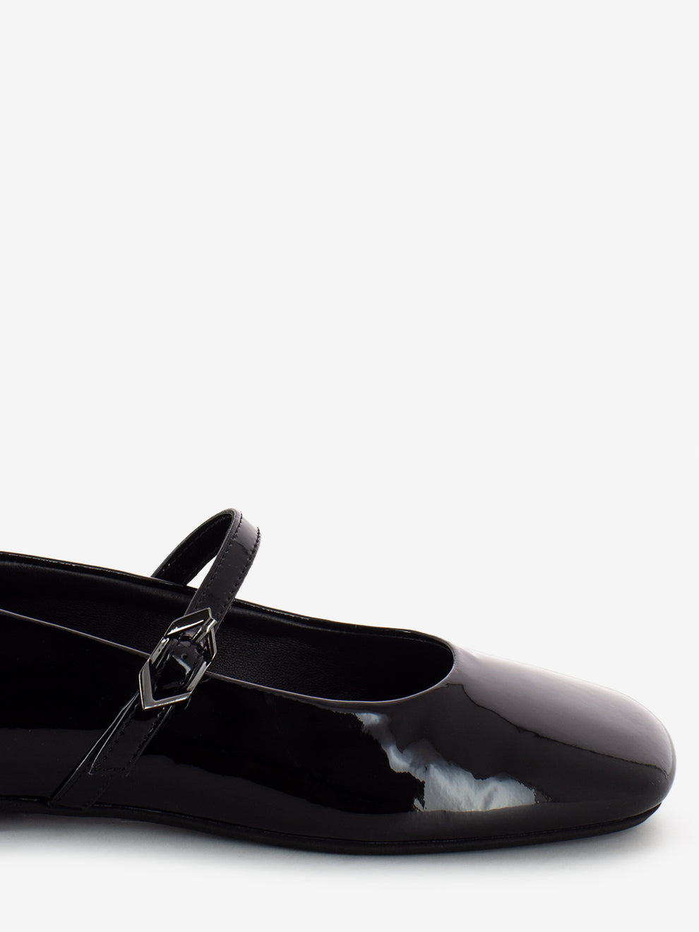 Baby ballerina with black patent strap