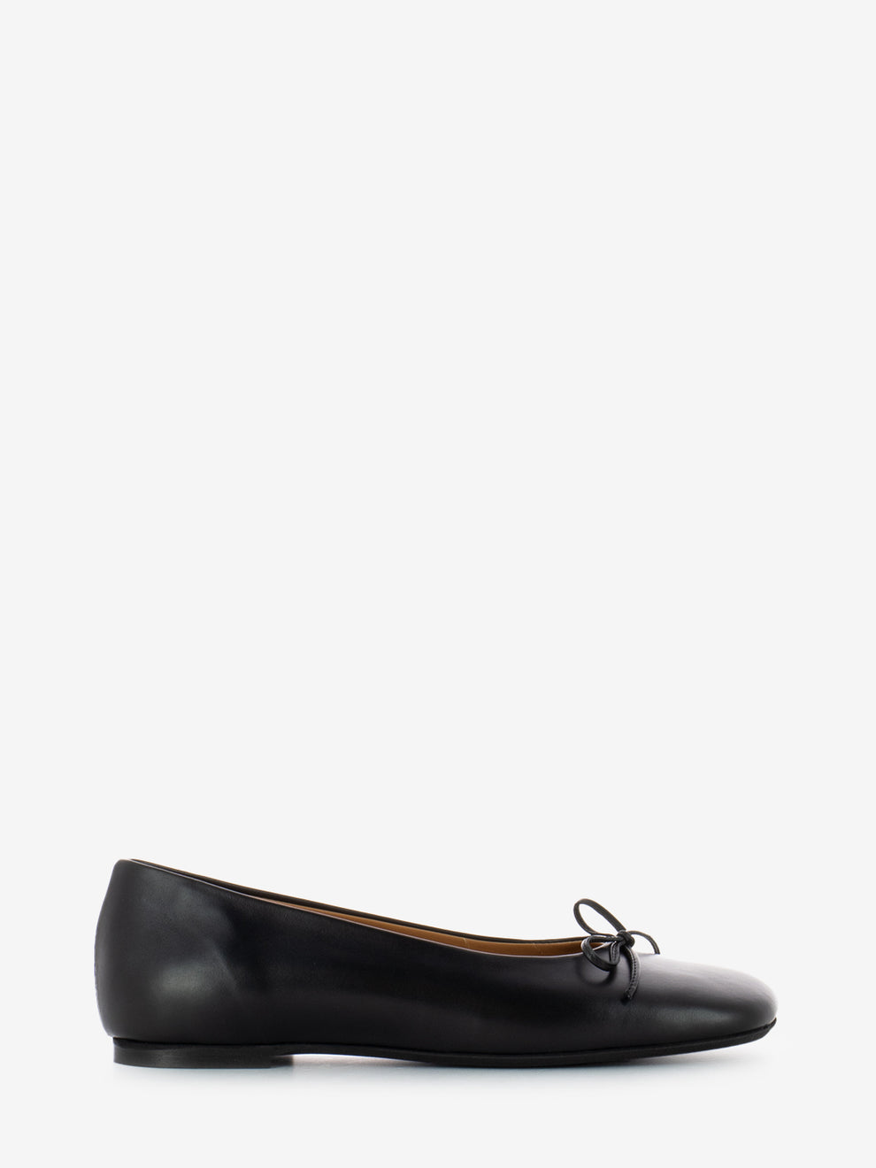 Black leather square ballerinas