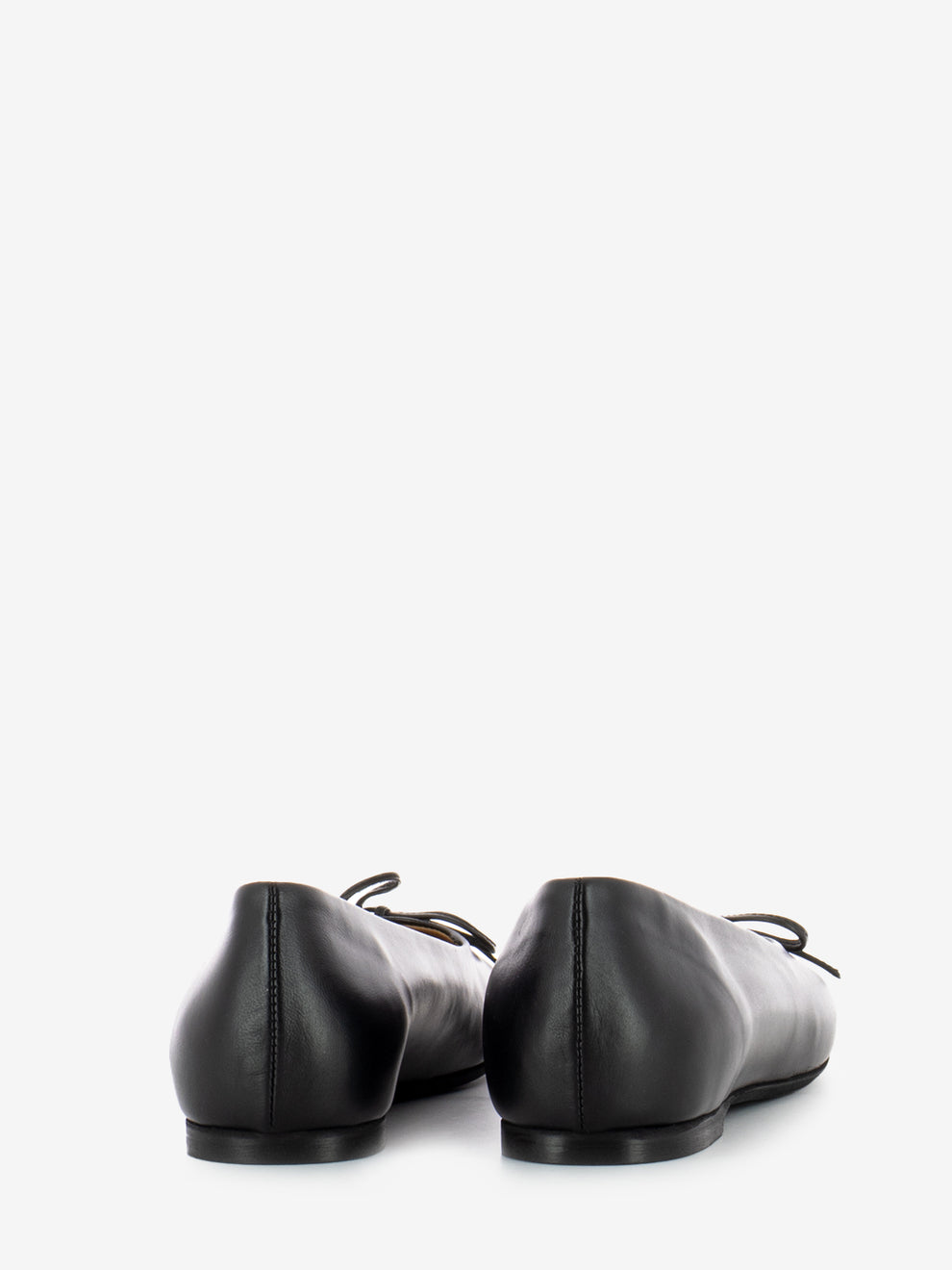 Black leather square ballerinas