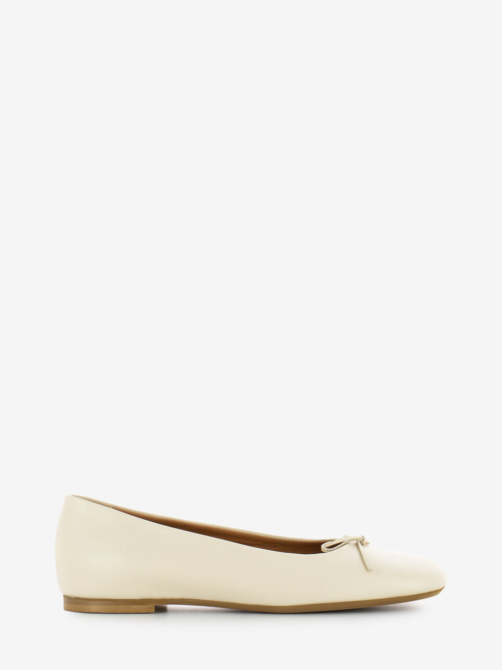 Sand leather square ballerinas