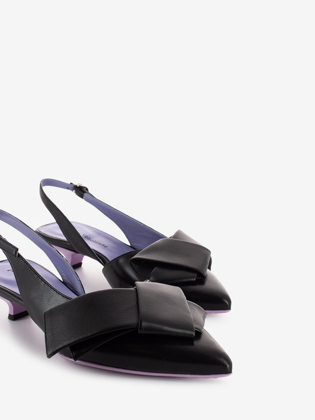 Chanel nappa with black / lilac bow