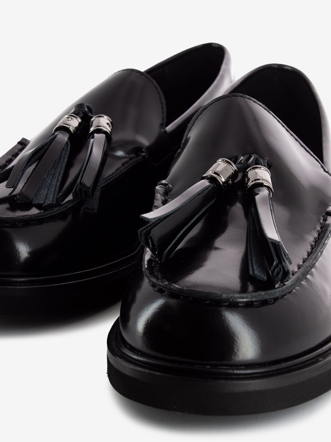 Black Leather Tassel Loafers