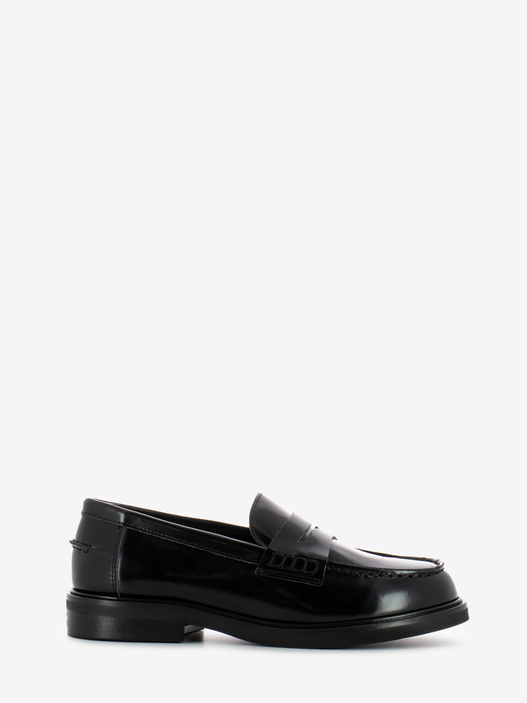 Black Penny Band Brushed Leather Loafers