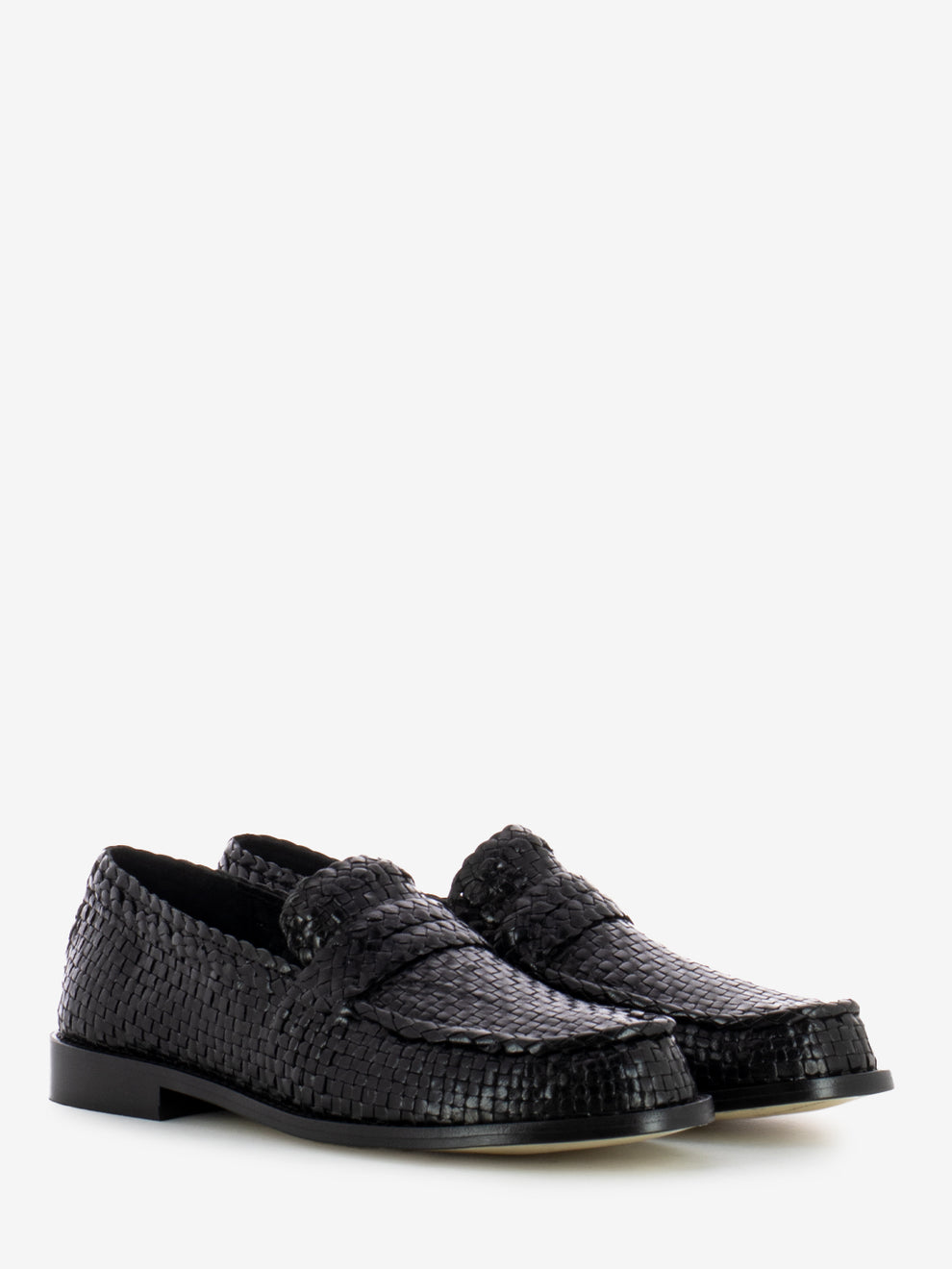 Black woven moccasins