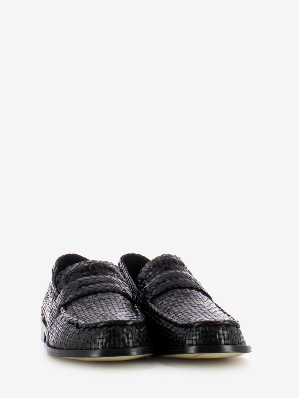 Black woven moccasins