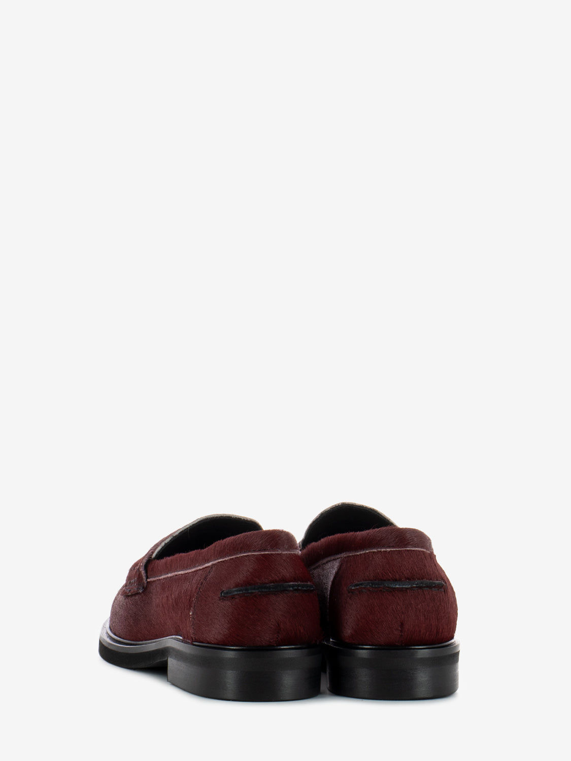 Burgundy pony penny loafers