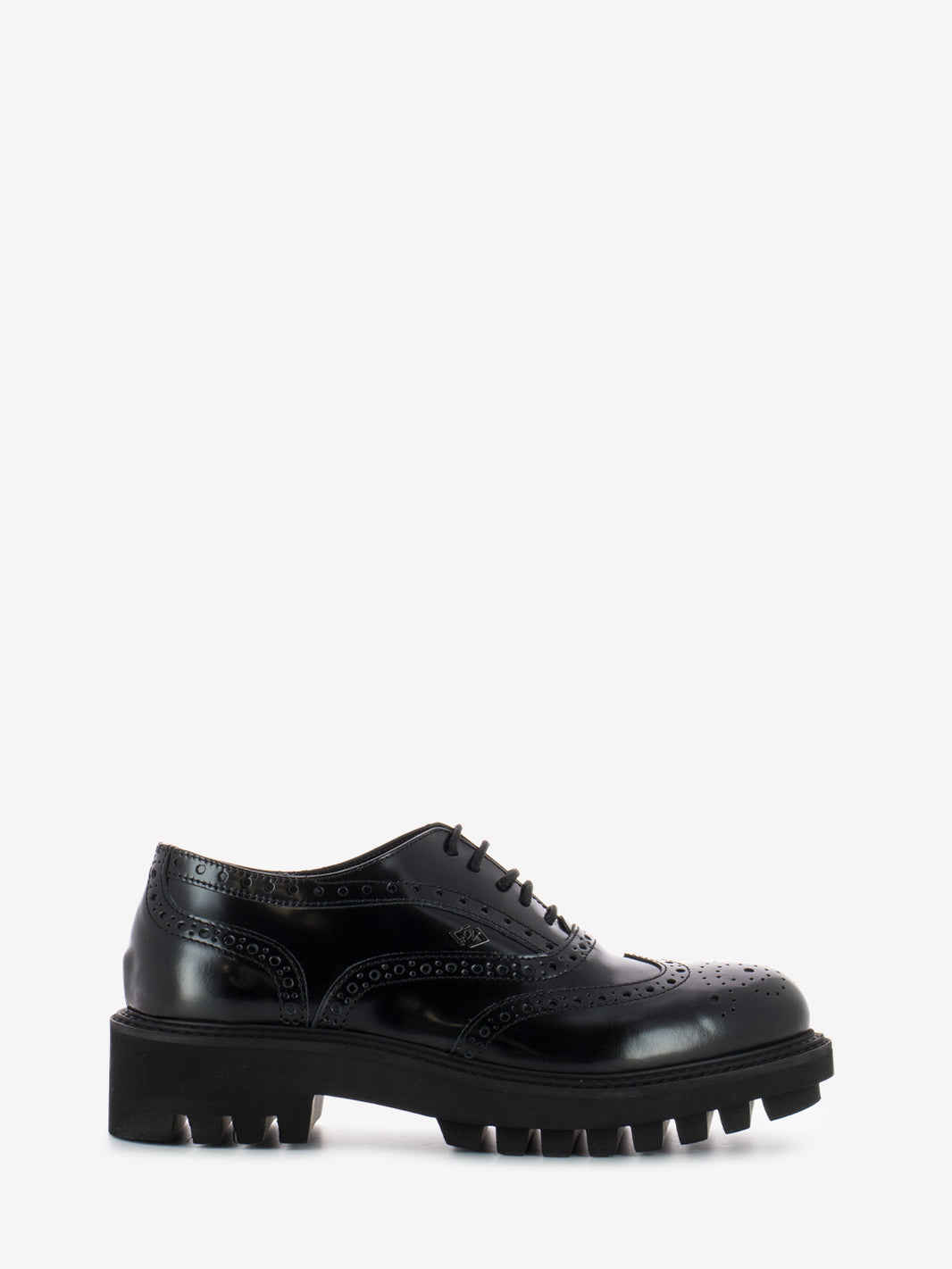 Black Abrasive Full-Brogue Derby Shoes