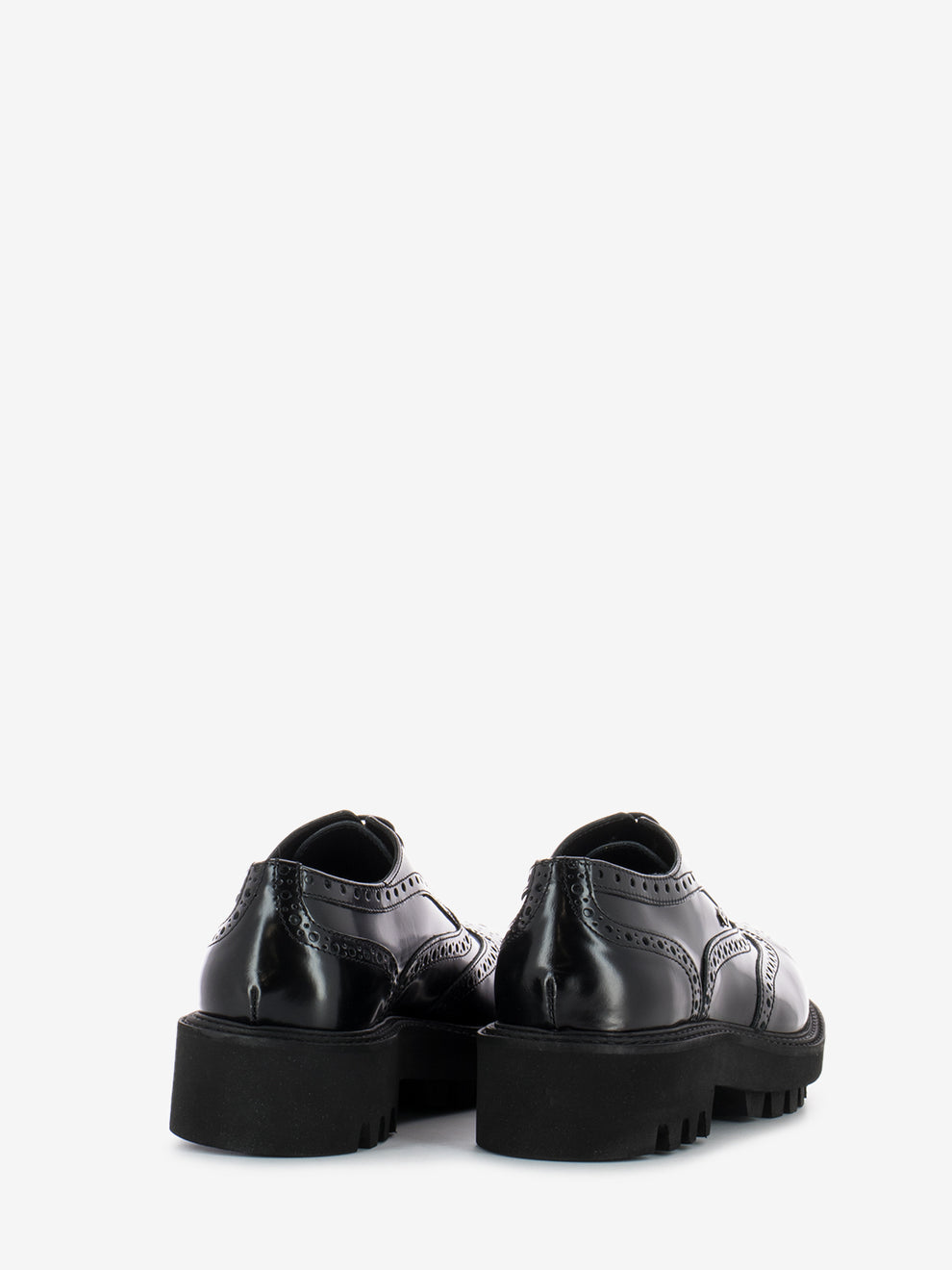 Black Abrasive Full-Brogue Derby Shoes