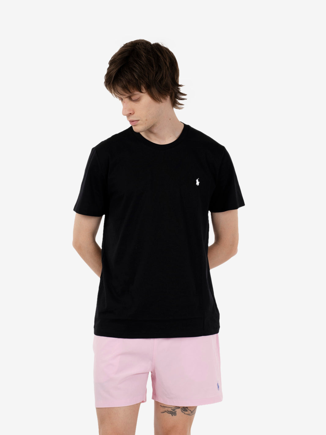 S/S Crew-Sleep top black / white
