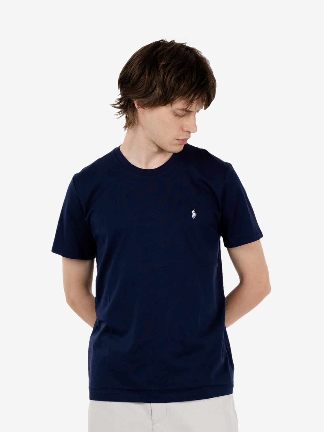 S/S Crew-Sleep top navy / white