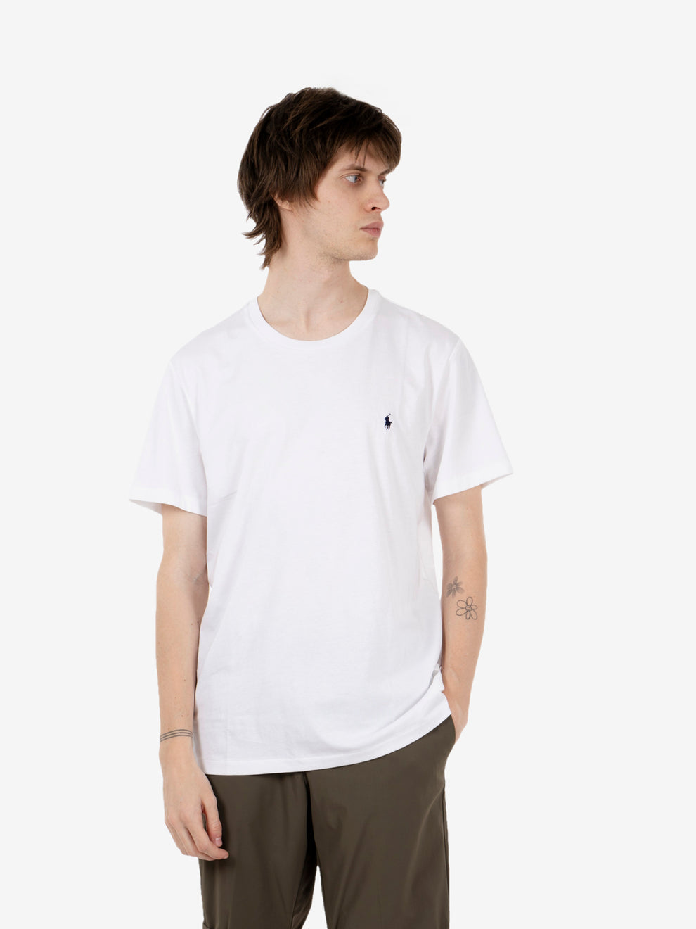 S/S Crew-Sleep top white / navy