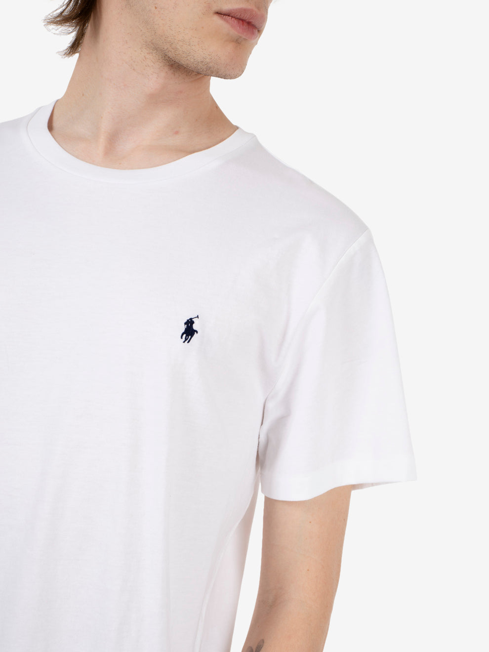 S/S Crew-Sleep top white / navy