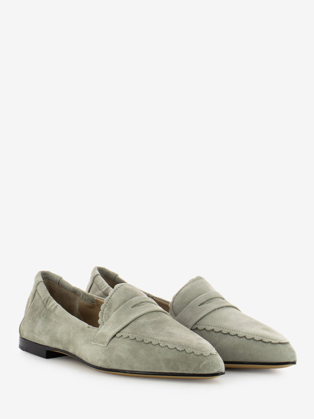 Mocassini a punta Grace camoscio light sage