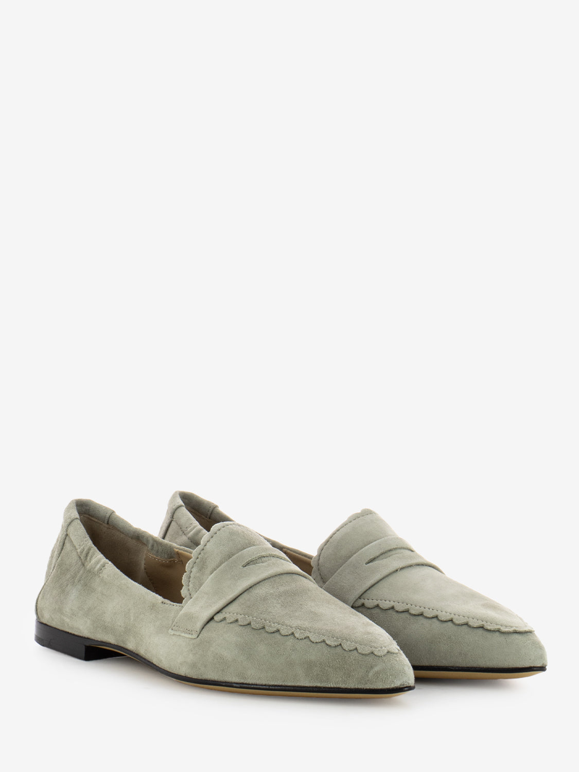Mocassini a punta Grace camoscio light sage