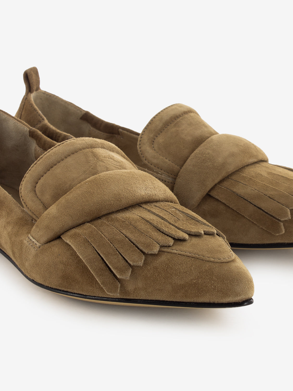 Mocassini Grace camoscio frangia toffee