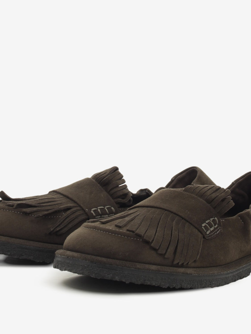 Mocassini Mia in suede con frange coffee