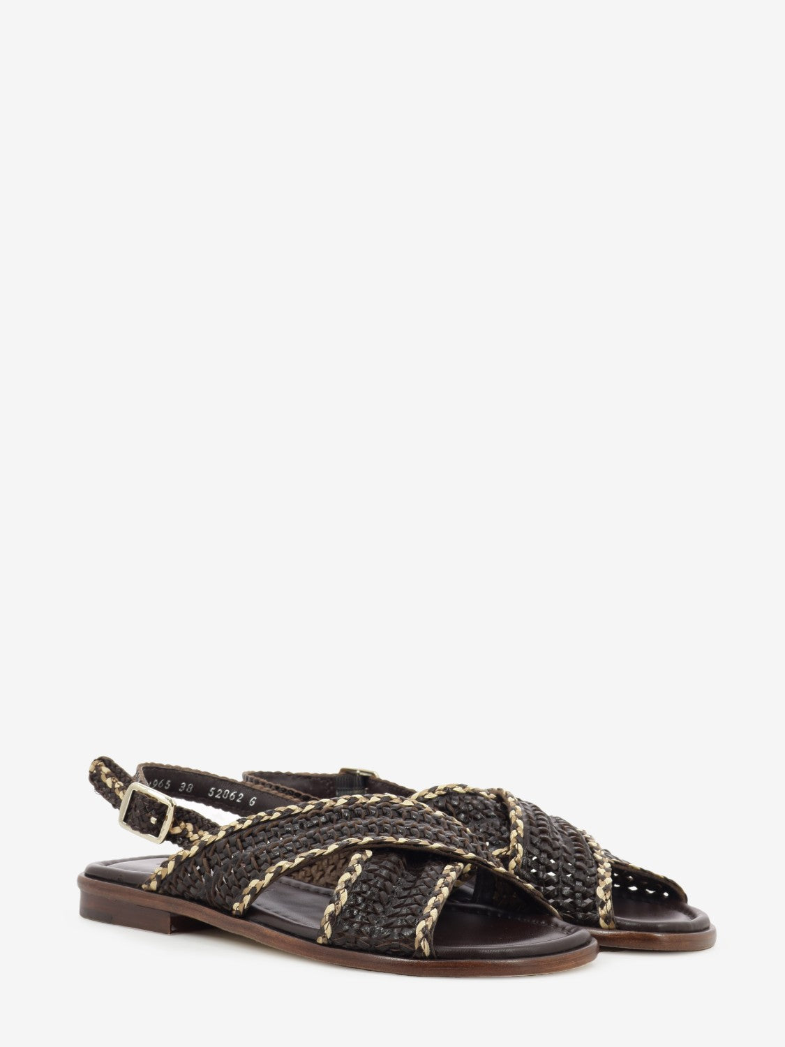 Brown braided leather sandals