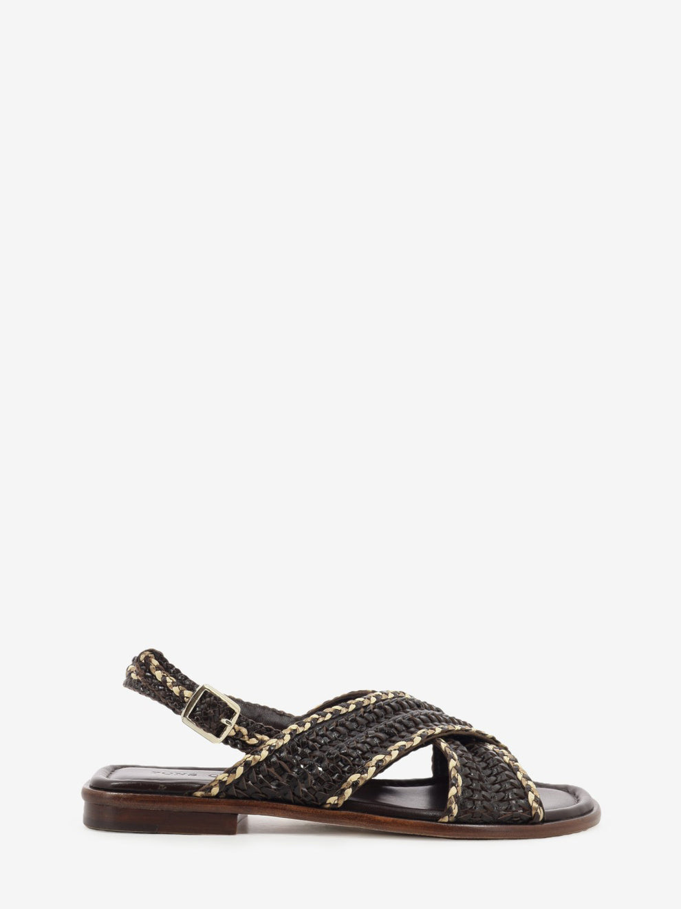 Brown braided leather sandals