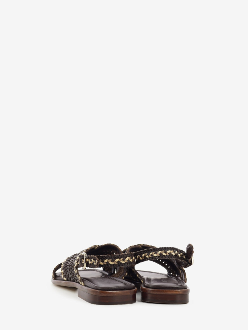 Brown braided leather sandals