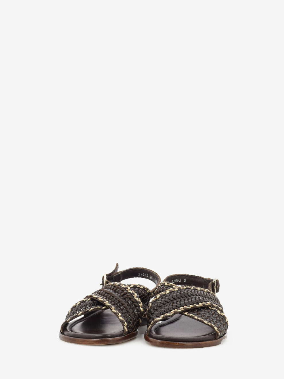 Brown braided leather sandals
