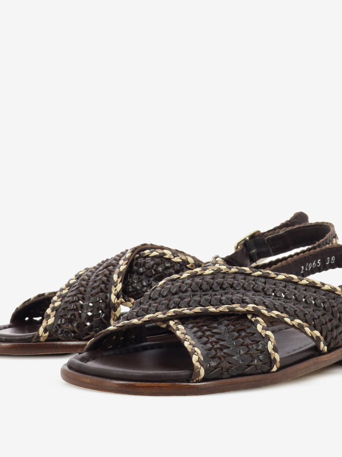 Brown braided leather sandals