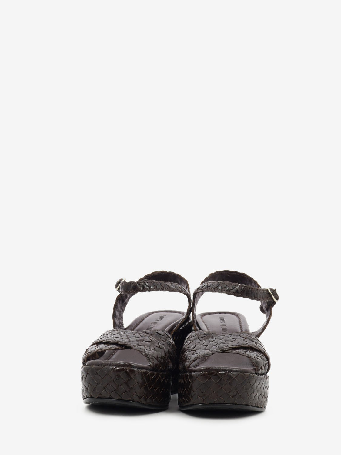 Brown woven leather wedge sandal