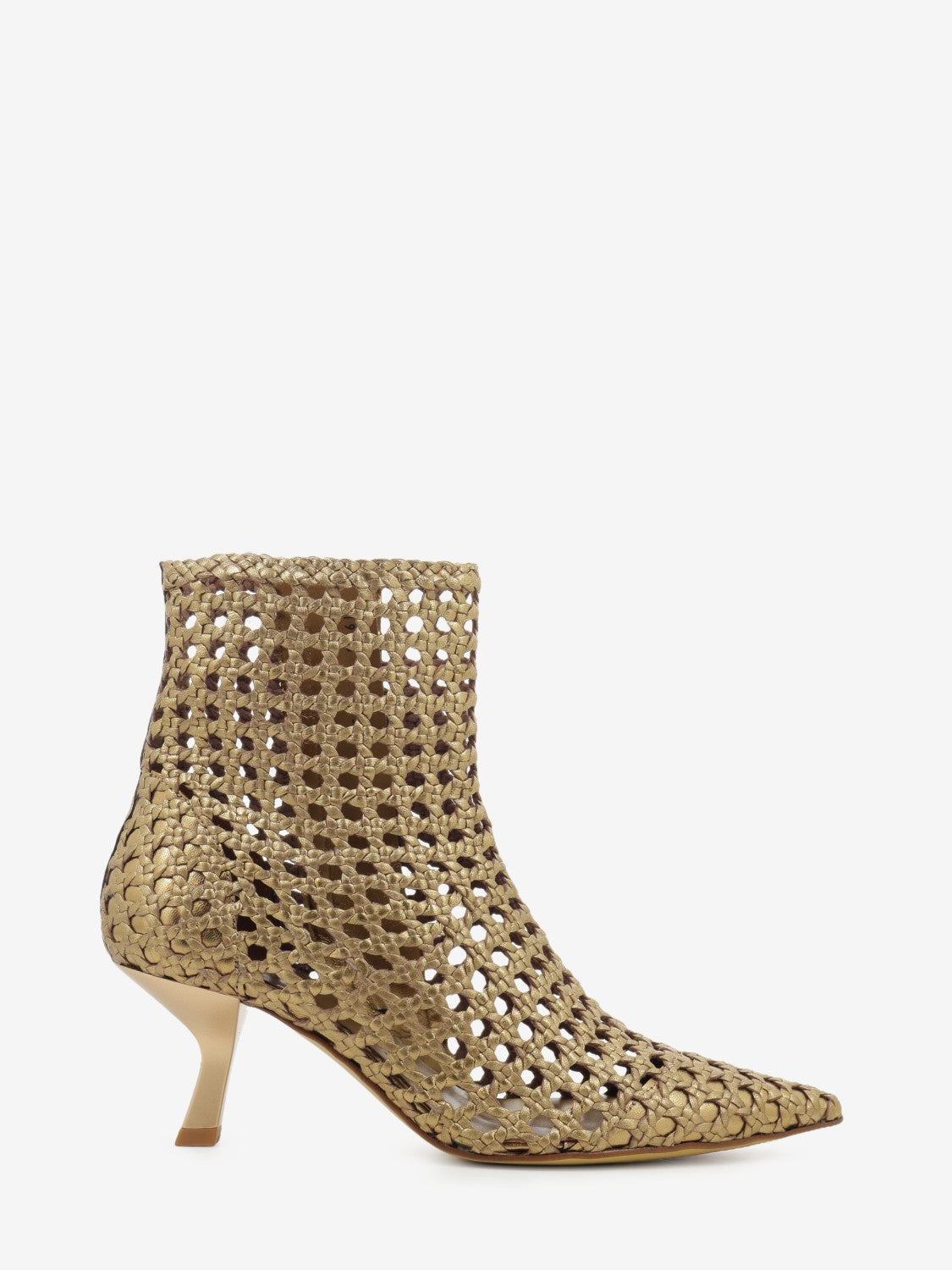 Bronze woven leather ankle boot