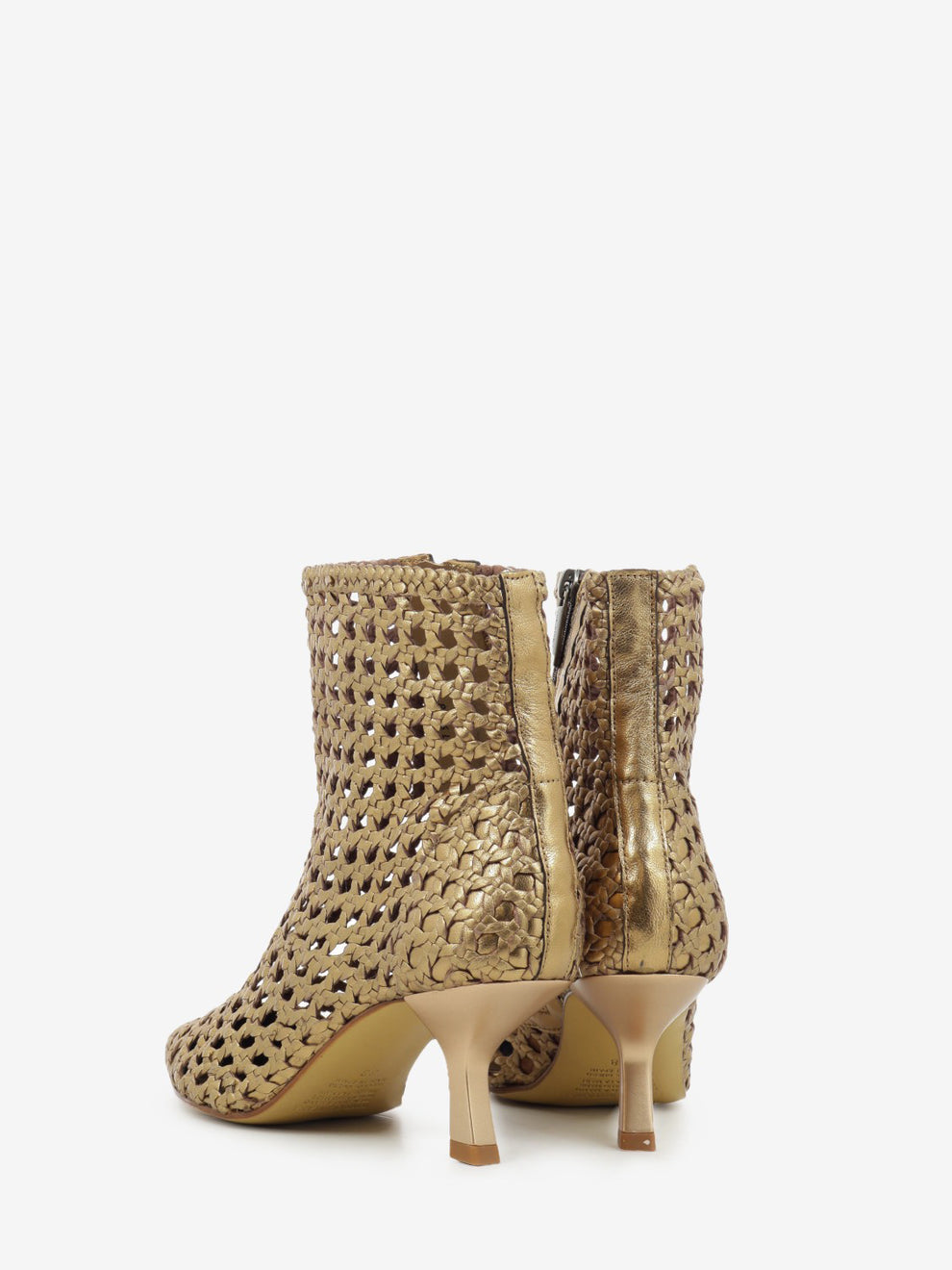 Bronze woven leather ankle boot