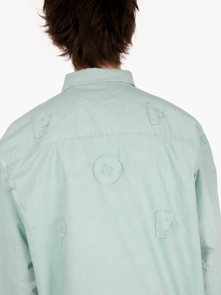 POP TRADING COMPANY - Applique Logo Shirt Blue Haze