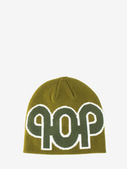 POP TRADING COMPANY - Beanie maxi logo stampato green