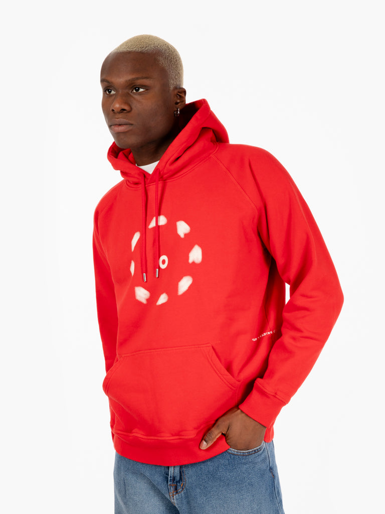 POP TRADING COMPANY - Blurred hooded sweat goji berry