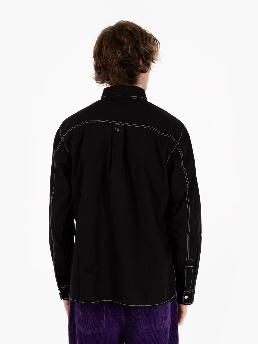 Black contrast stitching shirt
