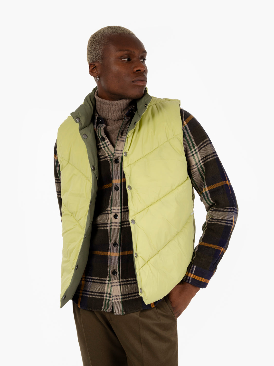 Green double-face padded vest