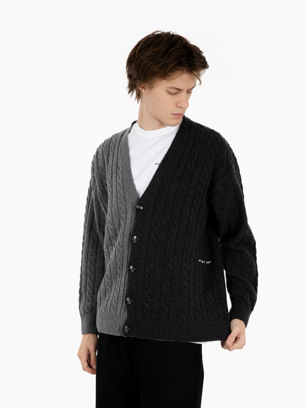 Knitted Cable cardigan anthracite / charcoal