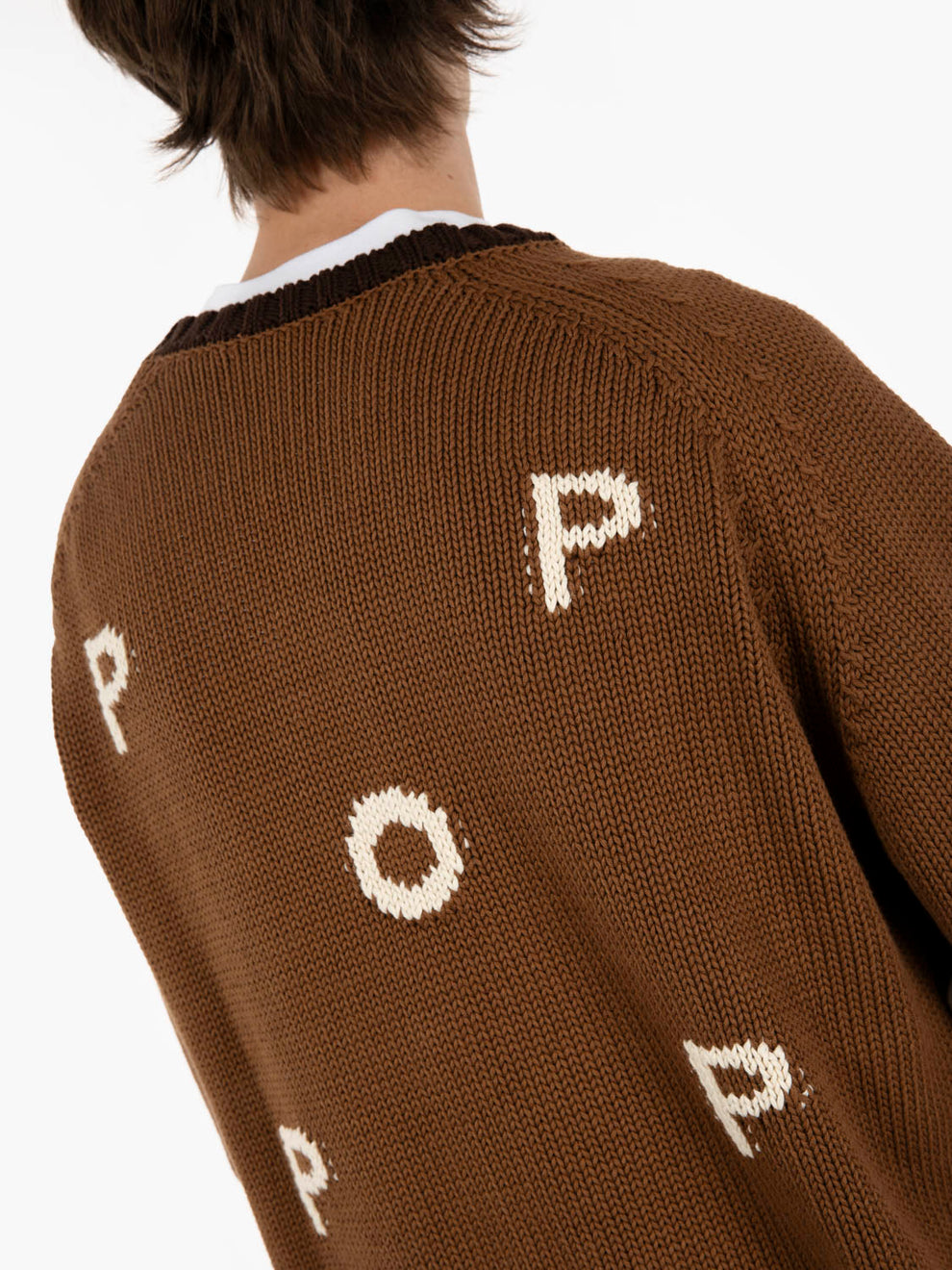 Knitted logo crewneck bison