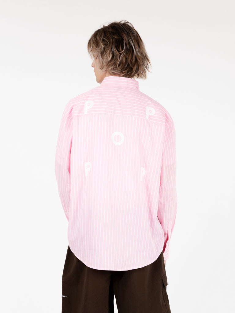 POP TRADING COMPANY - Logo striped shirt pink