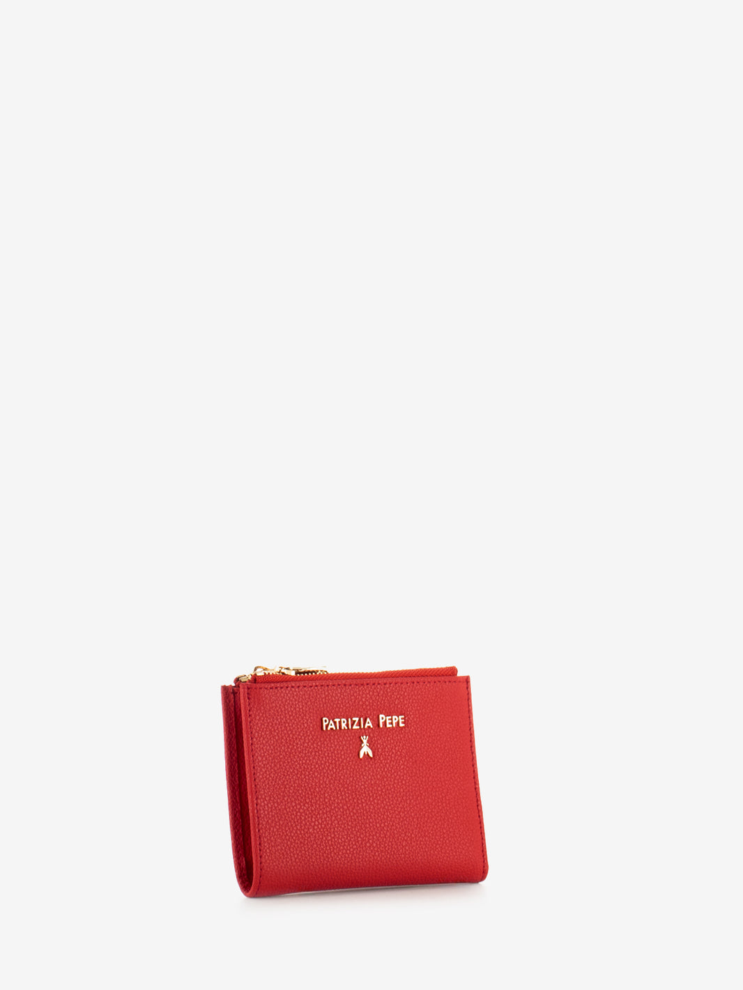 Portamonete con doppia zip in pelle glam red
