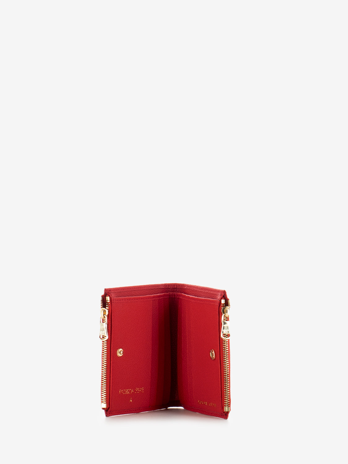 Portamonete con doppia zip in pelle glam red