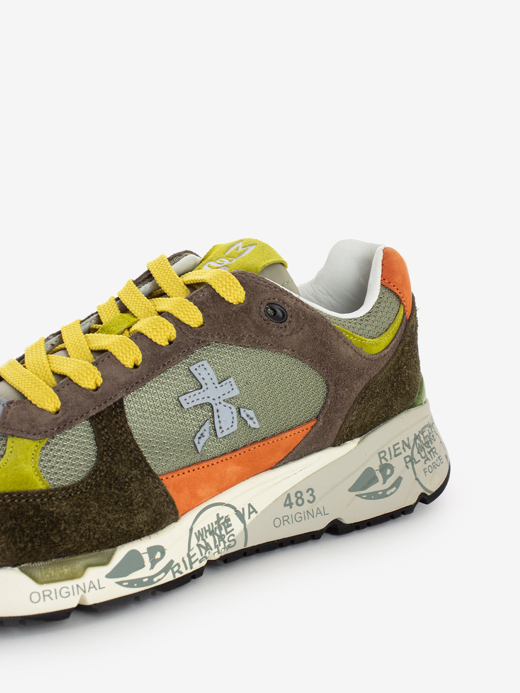 Mase brown / military green / orange sneakers